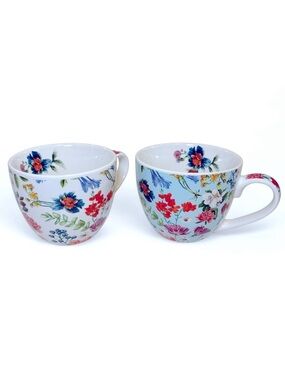Bluebird and Willow Floral Ceramic Mug Set of 2 Fine China Designed in England
